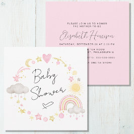 Convites Boho Rainbow Watercolor Baby Girl Chá