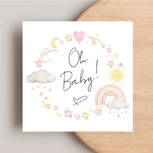 Convites Boho Rainbow Watercolor Baby Girl Chá (Criador carregado)