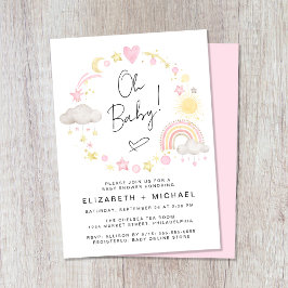 Convites Boho Rainbow Watercolor Baby Girl Chá