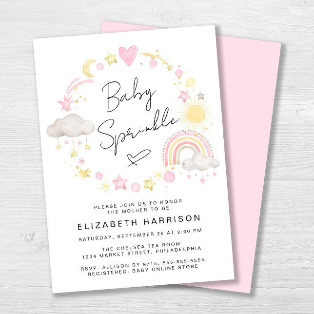 Convites Boho Rainbow Watercolor Baby Girl Sprinkle (Criador carregado)