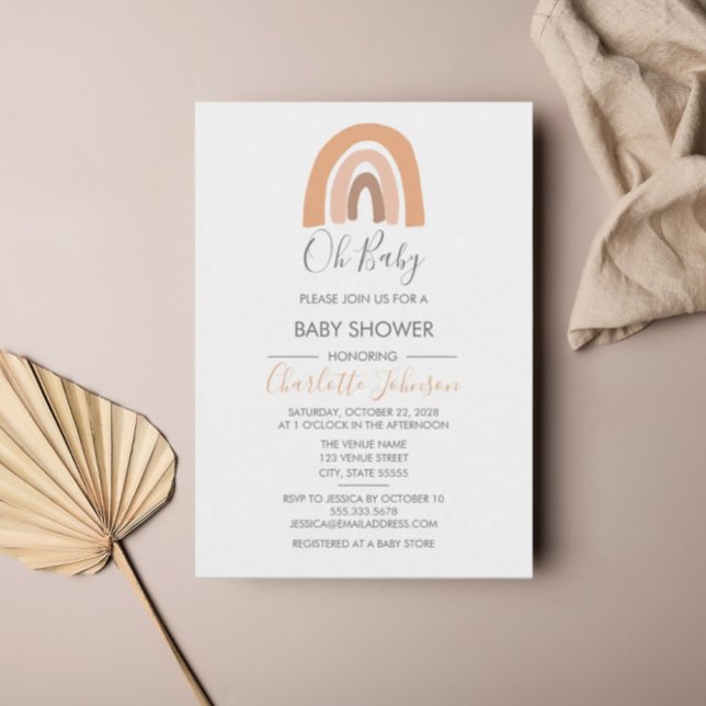 Convites Boho Rainbow Watercolor Girl Chá de fraldas (Criador carregado)