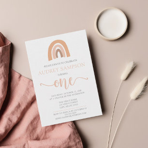 Convites Boho Rainbow Watercolor Girl Primeiro Aniversário