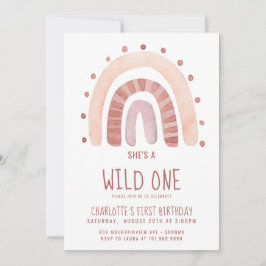 Convites Boho Rainbow Wild One Birthday