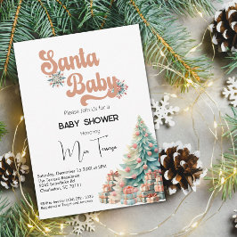Convites Boho Retro Chá de fraldas de Natal