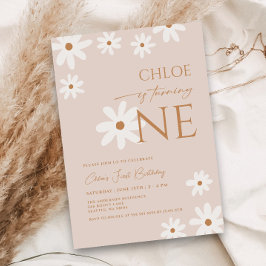 Convites Boho Retro Daisy Girl Primeiro Aniversário