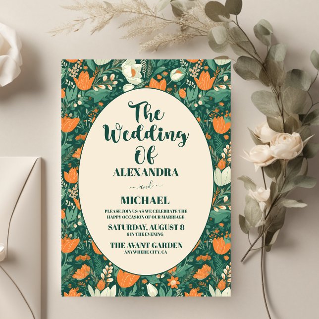 Convites Boho Retro Floral Wedding (Criador carregado)