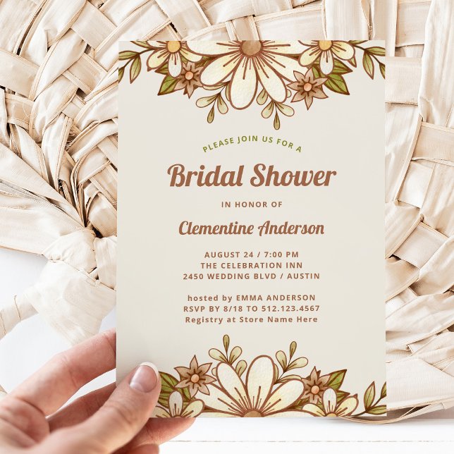 Convites Boho Retro Flowers | CHÁ DE PANELA (A retro and vintage style bridal shower invitation)