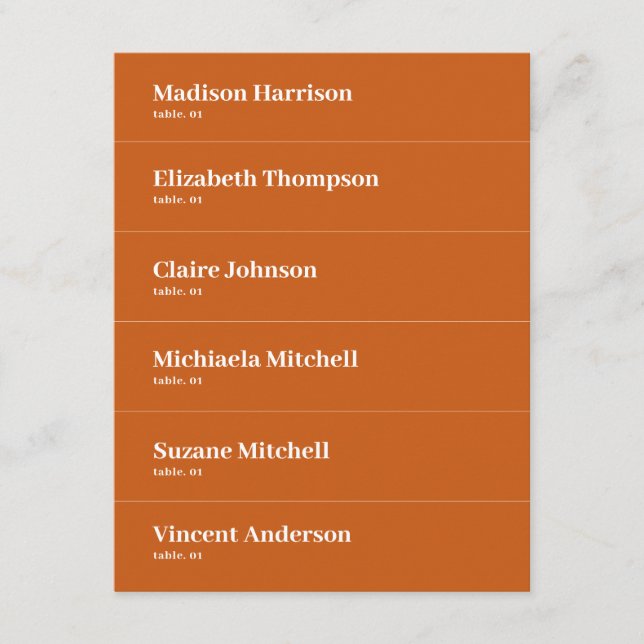 Convites Boho Retro Orange Place Card DIY (Frente)