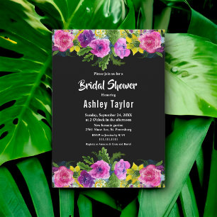 Convites Boho Romântico Flores Negras Chá de panela Floral