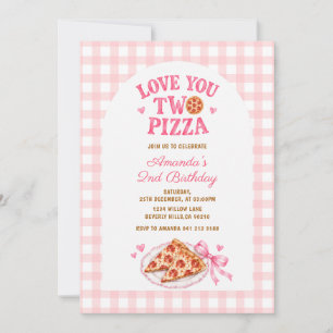 Convites Boho Rosa Ama Você Dois Pizza Rosa 2º Aniversário