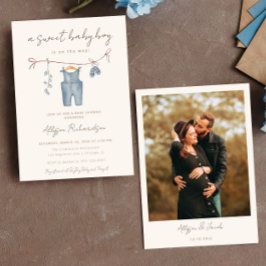 Convites Boho roupa de bebê doce chá de fraldas de bebê