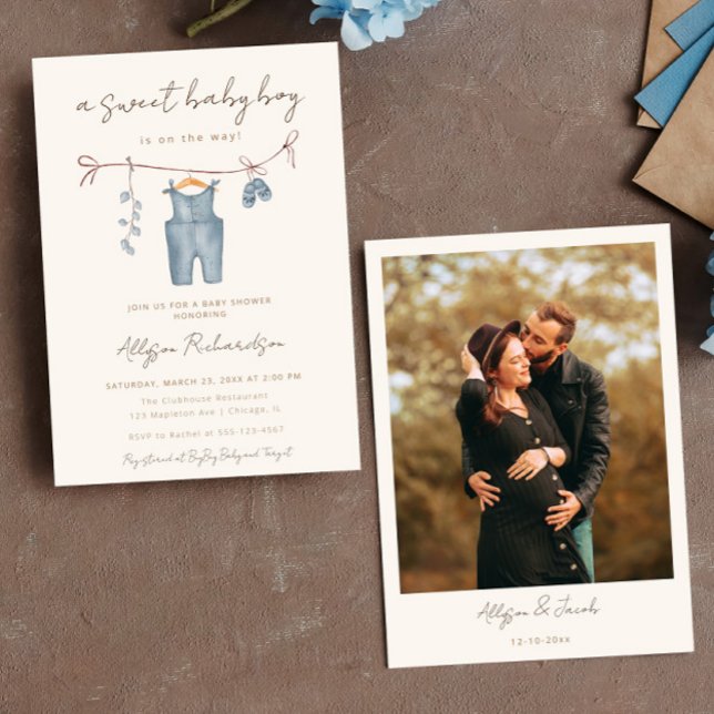 Convites Boho roupa de bebê doce chá de fraldas de bebê (Criador carregado)