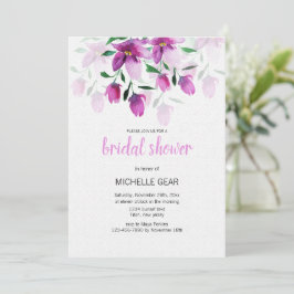 Convites Boho Roxo Rosa Floral Aquarela Pintada à Mão