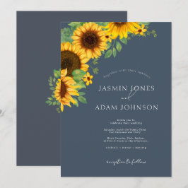Convites Boho Royal Blue Opulence Sunflower Casamento