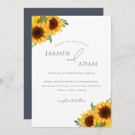 Convites Boho Royal Blue Opulence Sunflower Casamento