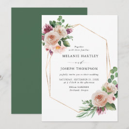 Convites Boho Rubor & Floral de Primavera Roxo Casamento