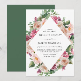 Convites Boho Rubor & Rosa Flores de Primavera Casamento