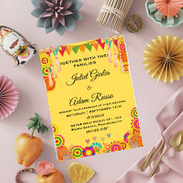 Convites boho russo moderno casamento mexicano elegante