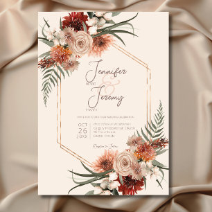Convites Boho Rust e Cream Fall Floral Wedes