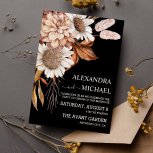 Convites Boho Rust Terracotta Flores De Ventiladores Secos 