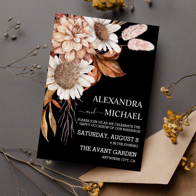 Convites Boho Rust Terracotta Flores De Ventiladores Secos  (Criador carregado)