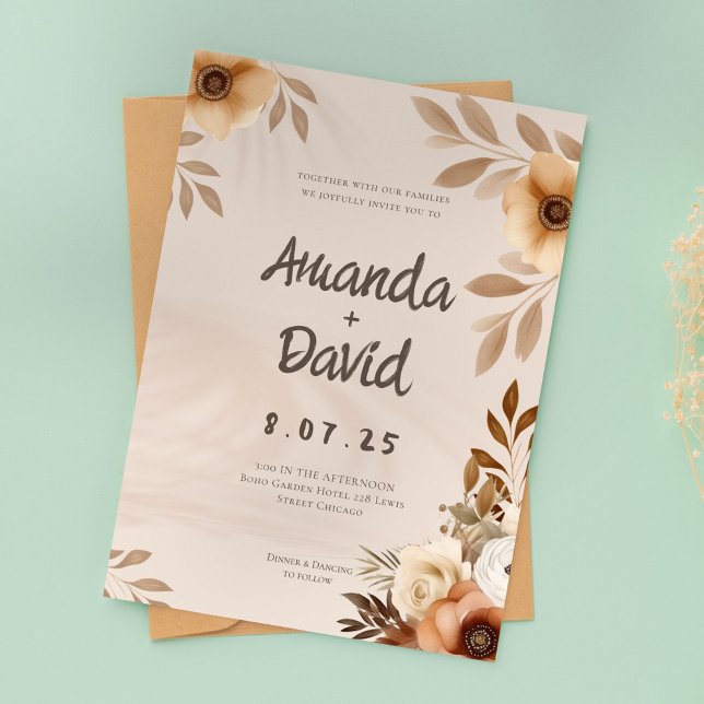 Convites Boho Rustic Elegant Weditation (Criador carregado)