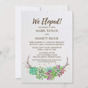 Convites Boho Rustic Floral Succulent Elopement Receptor