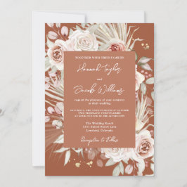 Convites Boho Rustic Floral Terracotta Wedding