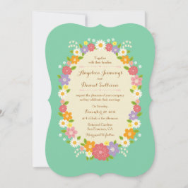 Convites Boho Rustic Floral Wreath Wedding (Mint)