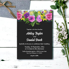 Convites Boho Rustic Flowers Black And White Floral Casamen