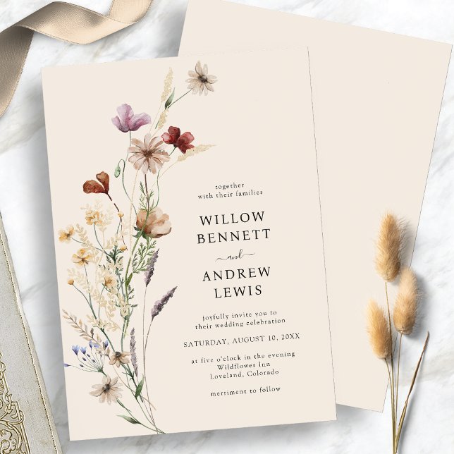 Convites Boho Rustic Flowers Casamento (Boho Rustic Flowers Wedding Invitation
)