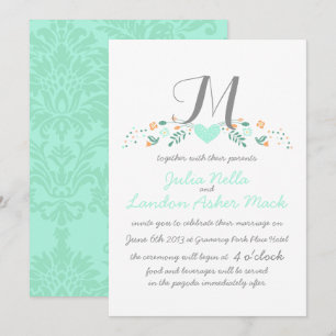 Convites Boho Rustic Folk Art Mint Casamento