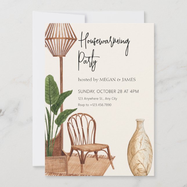 Convites Boho Rustic Interior House (Frente)