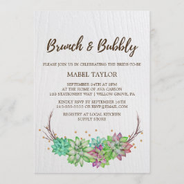 Convites Boho Rustic Mint Floral Succulent Brunch & Bubble