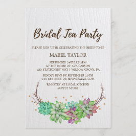 Convites Boho Rustic Mint Floral Succult Bridal Tea Party