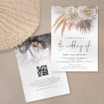 Convites Boho Rustic Pampas Script QR Code Foto Casamento<br><div class="desc">Boho Rustic Pampas Script QR Code Foto Casamento. Adicione seu código QR ao seu site de casamento no verso faz com que esta seja uma opção conveniente para seus convidados para RSVP e veja todos os detalhes sem a necessidade de RSVP separado e cartões de detalhes. Seu código QR será...</div>