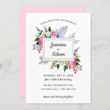Boho Rustic Pink White Lavanda Flowers Casamento