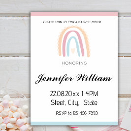 Convites Boho Rustic Rainbow Gênero Chá de fraldas Neutro