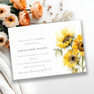 Convites Boho Rustic Sunflower Watercolor — Aniversário mín