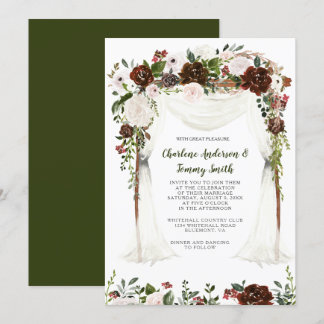 Convites Boho Rustic Watercolor Floral Canopy
