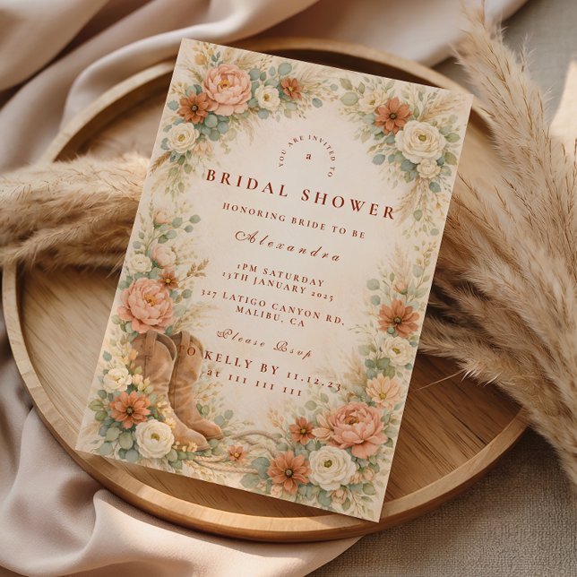 Convites Boho Rustic Western Bridal Shower (Criador carregado)