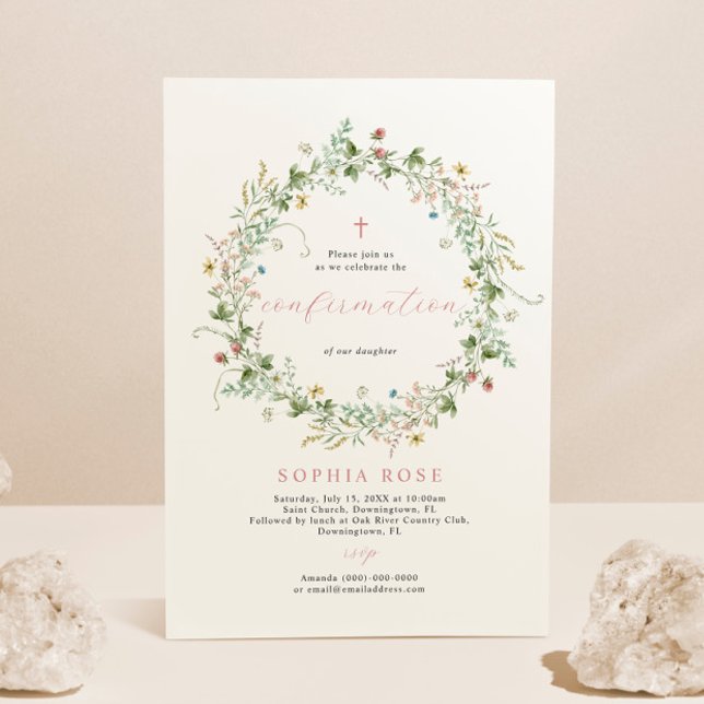 Convites Boho Rustic Wildflower Confirmation (Criador carregado)