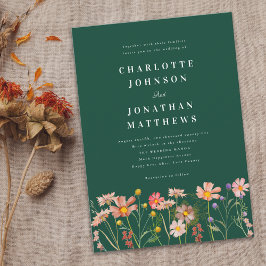 Convites Boho Rustic Wildflower Green Wedding