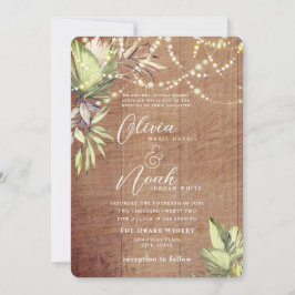 Convites Boho Rustic Wood and Lights Invation