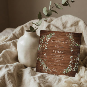Convites Boho Rustic Wood Greenery Casamento