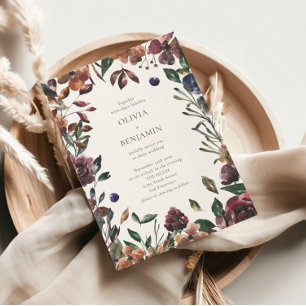 Convites Boho Rústico Botânico Casamento Fronteira Borgonha