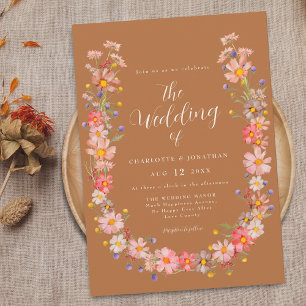 Convites Boho Rústico Casamento de Outono com Flores Silves