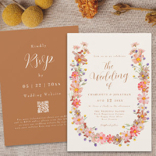 Convites Boho Rústico Floral Casamento de Outono