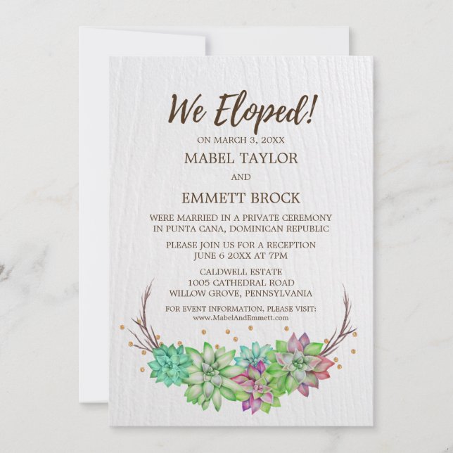 Convites Boho Rústico Recepção de Casamento com Floral e Su (Frente)