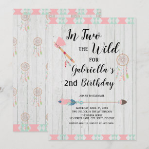 Convites Boho rústico tribal em DOIS o segundo aniversári